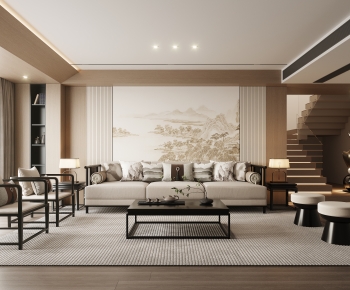 New Chinese Style A Living Room-ID:311743977