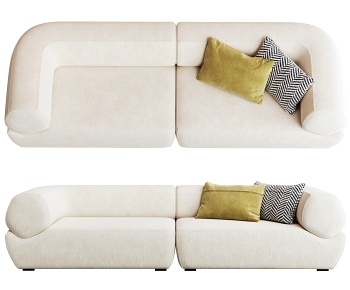 现代奶油风布艺双人沙发3D模型