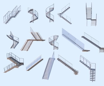 现代铁艺钢结构楼梯组合-ID:597999154