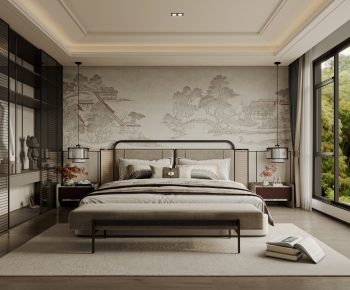 New Chinese Style Bedroom-ID:621418955