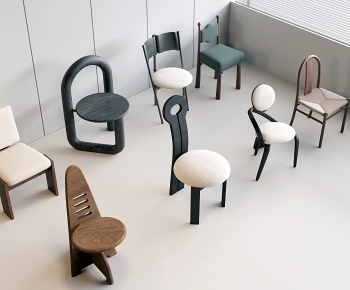 现代中古风餐椅组合3D模型