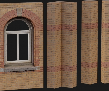 现代拱形窗户 砖墙-ID:654824029