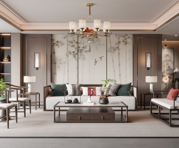 New Chinese Style A Living Room-ID:523772956