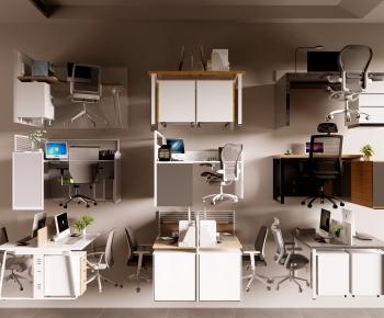 Modern Office Desk And Chair-ID:414210085