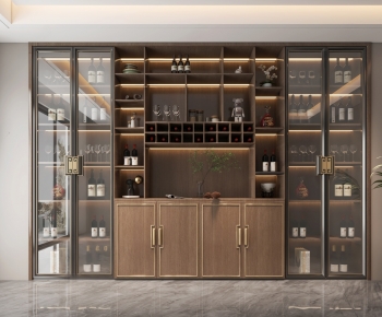New Chinese Style Wine Cabinet-ID:596631052