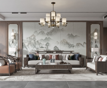 New Chinese Style A Living Room-ID:555845987