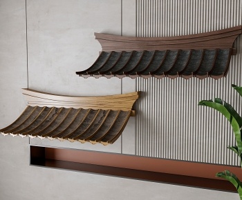 新中式屋檐墙饰装饰3D模型