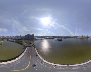白天城市河流生态绿化全景HDR-ID:5938030