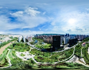白天城市河流生态绿化全景HDR-ID:5938033