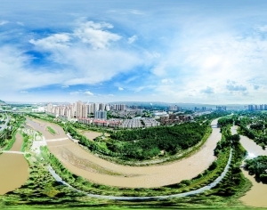 白天城市河流生态绿化全景HDR-ID:5938034
