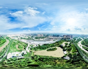 白天城市河流生态绿化全景HDR-ID:5938037