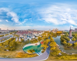 白天城市河流生态绿化全景HDR-ID:5938090