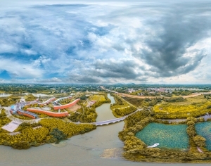 白天城市河流生态绿化全景HDR-ID:5938091