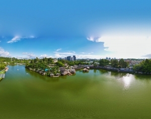 白天城市河流生态绿化全景HDR-ID:5938092