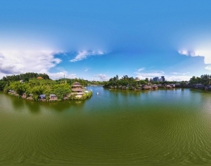 白天城市河流生态绿化全景HDR-ID:5938099