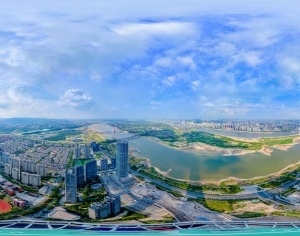 白天城市河流生态绿化全景HDR-ID:5938155