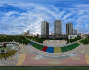白天城市广场河道全景HDR-ID:186685094