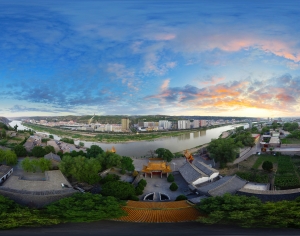 白天城市广场河道全景HDR-ID:407555108