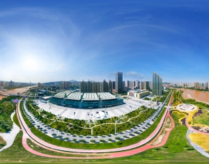 白天城市郊外河流全景HDR-ID:884202009