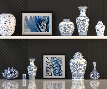中式青花瓷陶瓷花瓶摆件-ID:332829002