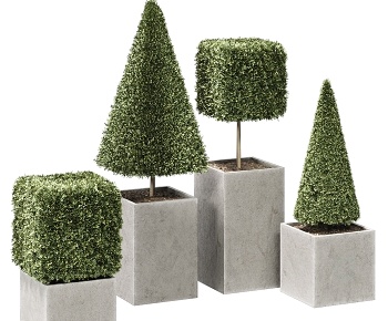 现代造型灌木绿植 花坛3D模型