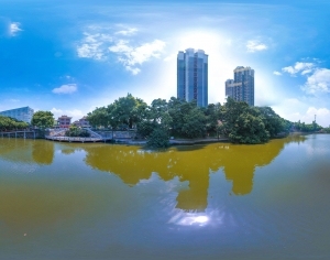 白天城市河流生态绿化全景HDR-ID:5938985