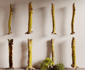 现代枯木 苔藓 腐木3D模型
