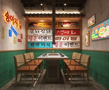 韩式复古烤肉店餐厅包厢-ID:883531096