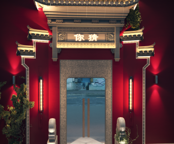 New Chinese Style Facade Element-ID:489938022
