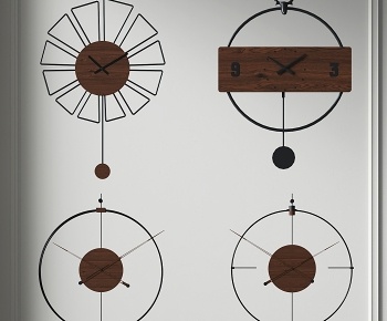 现代创意时钟挂件组合3D模型
