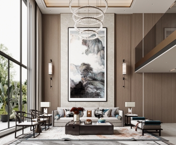 New Chinese Style A Living Room-ID:110135082