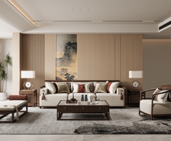New Chinese Style A Living Room-ID:828156954