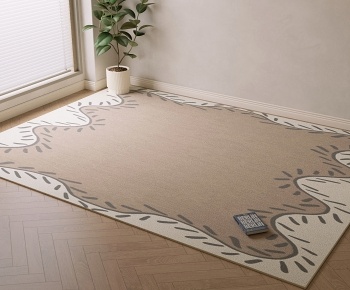 现代中古风暖色地毯3D模型