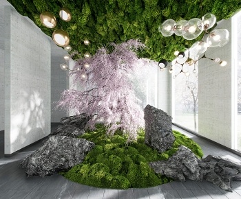 现代室内苔癣造景3D模型