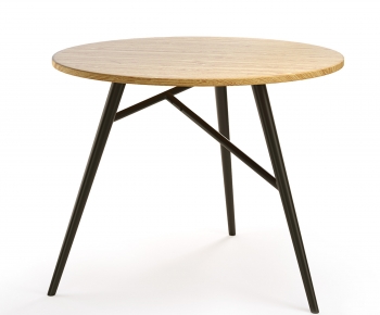 现代圆形橡木餐桌-ID:375621084