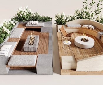 现代庭院景观卡座座椅3D模型