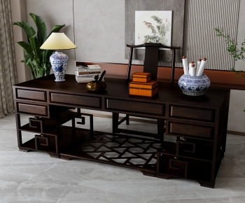 新中式书桌椅组合-ID:145589117