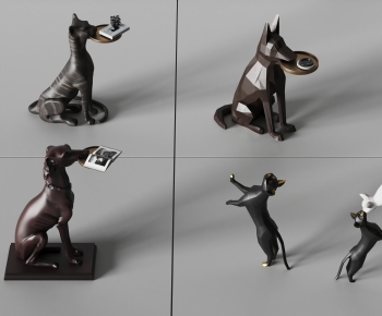 米洛提 Minotti现代小狗小猫雕塑 边几-ID:582200055