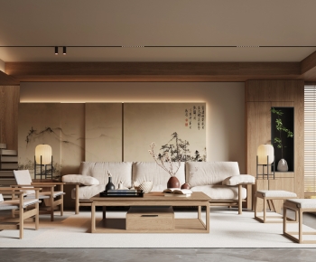 New Chinese Style A Living Room-ID:495405919