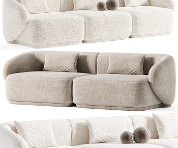 现代布艺双人三人沙发3D模型
