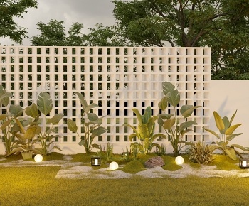 现代休闲花园植物堆3D模型