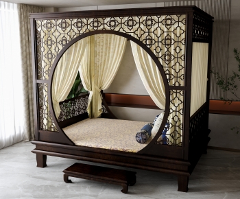 New Chinese Style Chinese Style Double Bed-ID:204029081