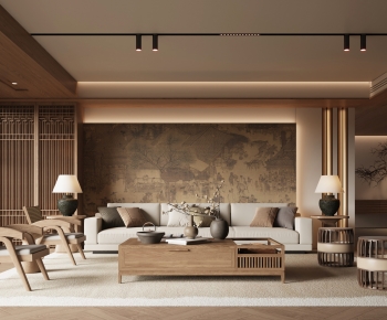 New Chinese Style A Living Room-ID:728220925