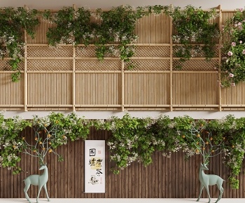 现代绿植藤蔓 竹篱笆3D模型