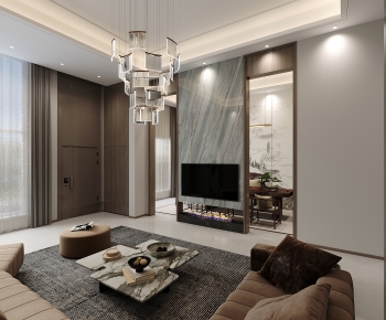 New Chinese Style A Living Room-ID:233889103