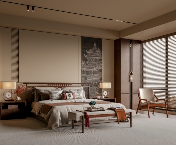 New Chinese Style Bedroom-ID:605025057