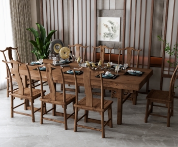 新中式实木餐桌椅组合-ID:578687916