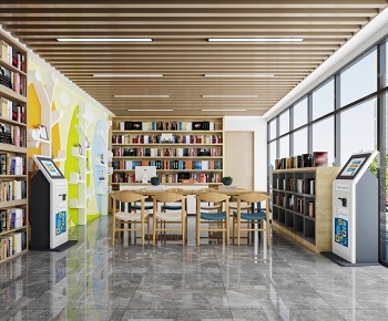 现代图书阅览室3D模型