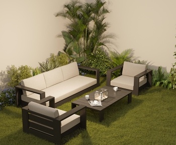 现代户外休闲沙发茶几组合3D模型