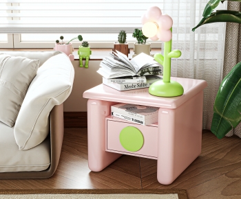 现代粉色床头柜-ID:609550524